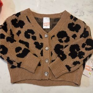 Jumping Beans Kids Leopard Print Cardigan - Brown & Black